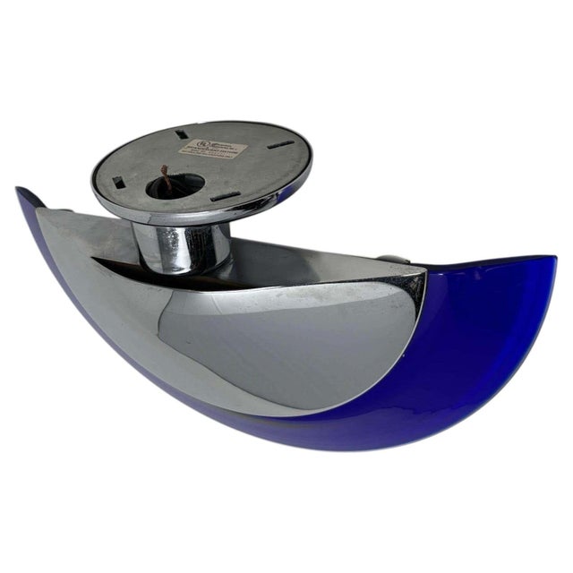 Postmodern Italian Cobalt Blue Murano Glass & Chrome Wall Sconce, 1980s 1 of 7 For Sale - Image 4 of 17