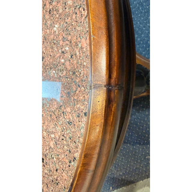 Brown Theodore Alexander Neoclassical Lion Monopodia Game Table With Granite Top & Pull-Out Trays For Sale - Image 8 of 13