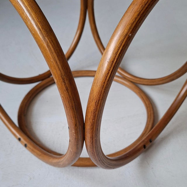 Wood Bentwood and Rattan Circular Stool, 1970s For Sale - Image 7 of 10