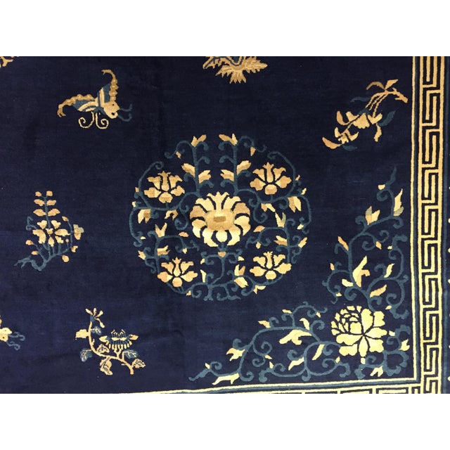 19th Century Chinese Blue and White Woolen Rug, 1870s For Sale - Image 10 of 18