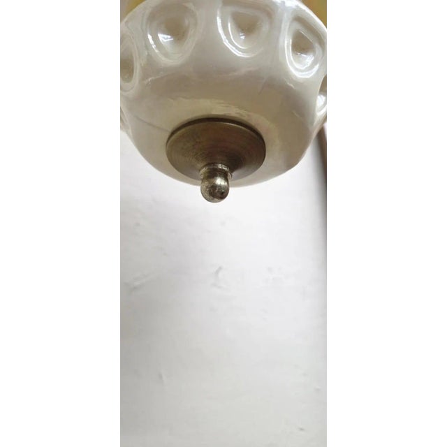 Late 20th Century Vintage French Country Floral Glass Swag Plug in Lamp Pendant Light Reading Nook For Sale - Image 5 of 9
