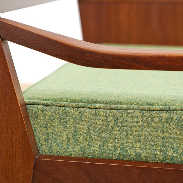 Wood Mid 20th Century Entryway Bench in Teak & Green For Sale - Image 7 of 10