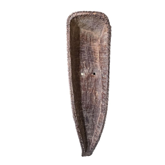 Wood Vintage Large Fang Wooden Elongated Face Mask Gabon Africa 48" H For Sale - Image 7 of 7