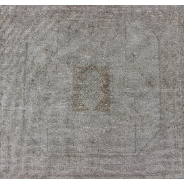 Textile Vintage Turkish Oushak Runner in Soft Taupe and Pale Light Blue 3'7 X 11'1 For Sale - Image 7 of 10