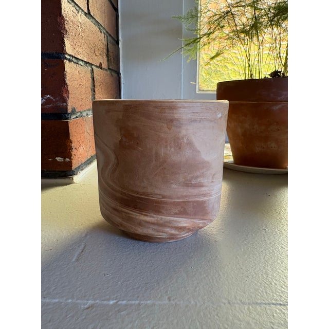 Contemporary 1990s Handmade Italian Terracotta Marbleized Planter by Conley Exclusive, Florence Italy For Sale - Image 3 of 10