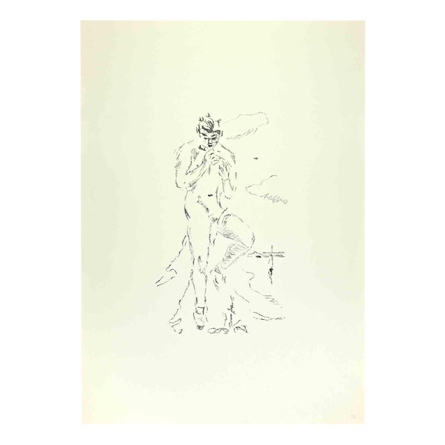 Filippo De Pisis, Posing Man, Lithograph, 1960s For Sale