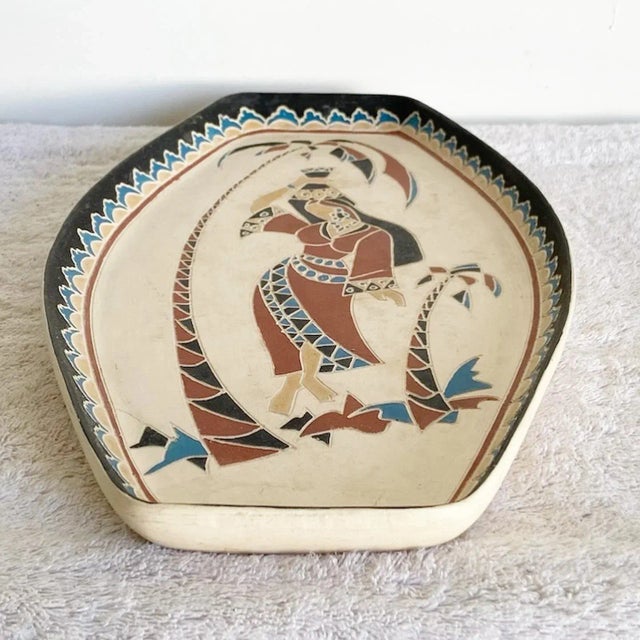 Asian Hand Painted Middle Eastern Platter For Sale - Image 3 of 8