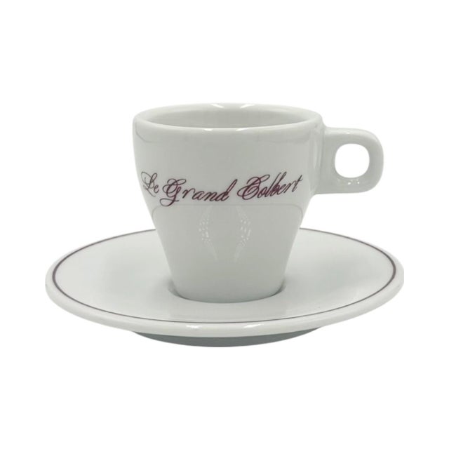 Vintage Le Grand Colbert Paris Restaurant Demitassse Cup & Saucer For Sale - Image 9 of 12