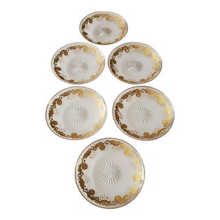 Antique Baccarat Style Plates With Raised Gold Accents- Set of 6 For Sale