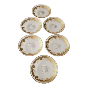 Antique Baccarat Style Plates With Raised Gold Accents- Set of 6