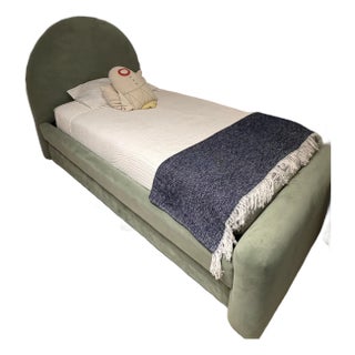 Kids Bed. Elora Arched Upholstered Bed Twin + Trundle Eucalyptus Performance Velvet by West Elm For Sale