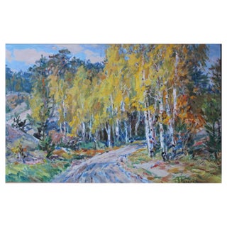 Arnolds Pankoks, Birches, 1980s, Oil on Canvas For Sale