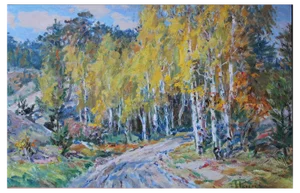 Arnolds Pankoks, Birches, 1980s, Oil on Canvas