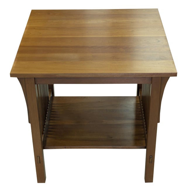 Price is for one table. Two tables available (see last photo). A finely crafted Stickley lamp table exemplifying the...