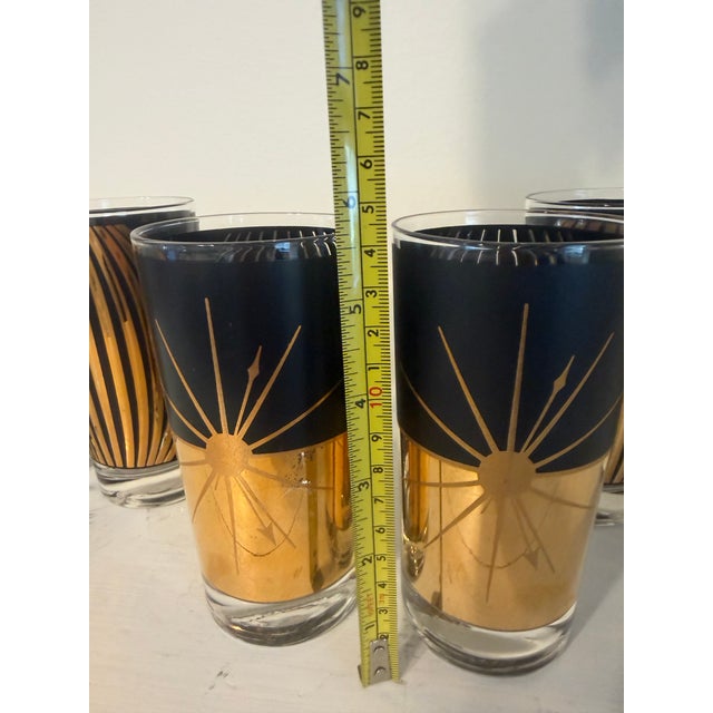1950s 1950s HTF William Meier Glass Company Starburst Highball Glasses - Set of Six For Sale - Image 5 of 6
