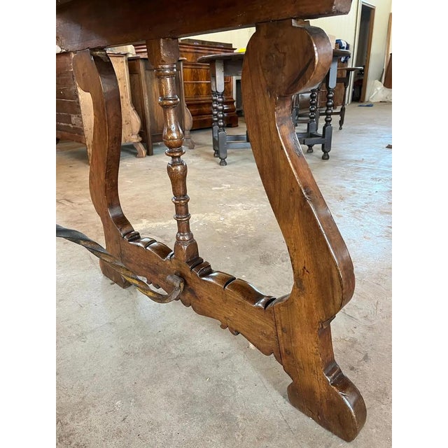 Wood Italian Walnut Fratino Dining Table with Lyre Legs, 18th Century For Sale - Image 7 of 13