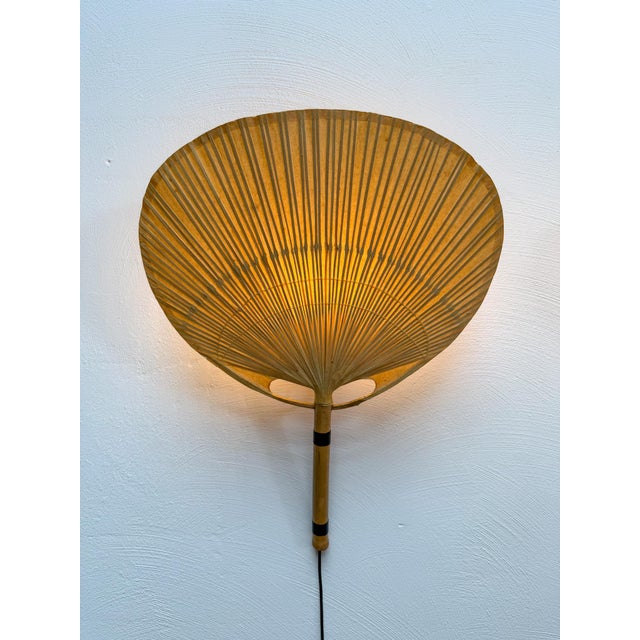 Beige Vintage Uchiwa III Wall Lamp in Bamboo by Ingo Maurer for M-Design, Germany, 1970s, Set of 2 For Sale - Image 8 of 10