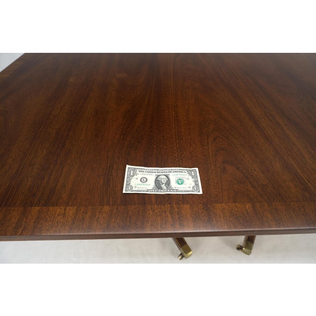 Banded Double Pedestal Tripod Base Mahogany 72" Long Dining Table 2 Leaves MINT For Sale - Image 12 of 12