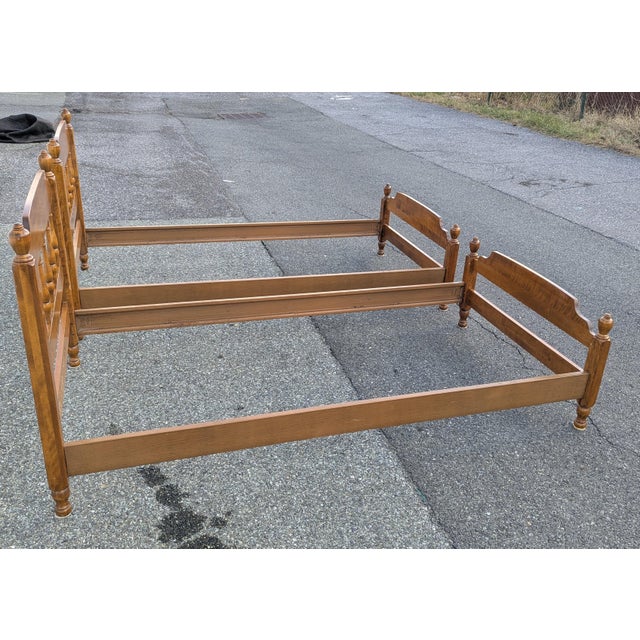 Brown Ethan Allen Solid Maple 1960s Twin Bed Pair. Original Baumritter/Ethan Allen Quality For Sale - Image 8 of 13