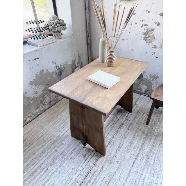 Brown Brutalist Office Chair and Desk, 1950s, Set of 2 For Sale - Image 8 of 18