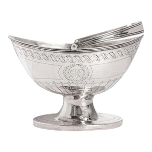 Antique English Sterling Silver Georgian Engraved Sugar Basket Bowl London 1790