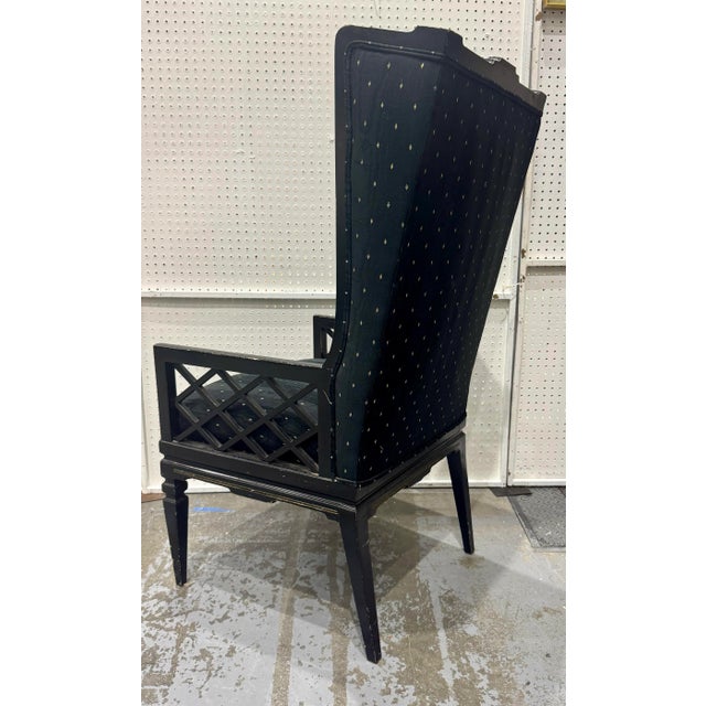 Wood Vintage Fretwork High Back Chippendale Livingroom Desk Wingback Chair Armchair For Sale - Image 7 of 12