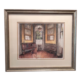 James Steinmeyer Interior Watercolor Print-Custom Framed For Sale