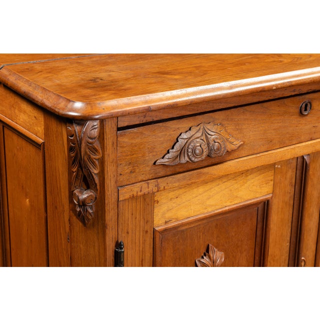 Brown Antique Carved Wooden Lowboy Storage Cabinet For Sale - Image 8 of 10