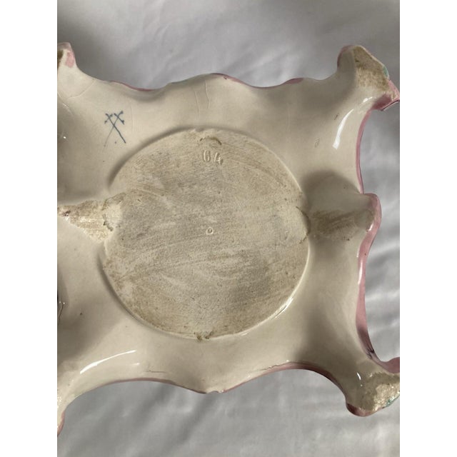 Antique Large French Pink Faience Sedan Chair Double Sword Mark For Sale - Image 15 of 16