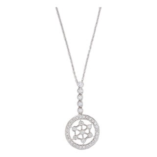 0.54ctw Diamond Eternity Circle Pendant Necklace 14k Gold 18.5" Cable Chain For Sale