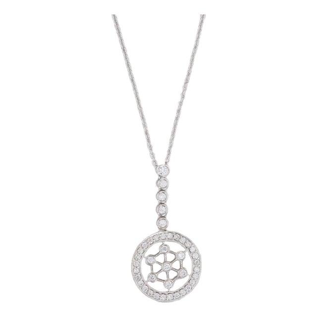 0.54ctw Diamond Eternity Circle Pendant Necklace 14k Gold 18.5" Cable Chain For Sale
