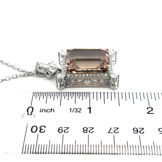 Natural Smoky Topaz Diamond Necklace 20" 14k Gold 38.38 TCW Certified For Sale - Image 14 of 16