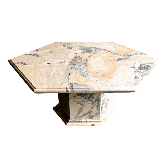 Vintage Hexagonal Pink and Gray Marble Coffee Table, 1980s For Sale