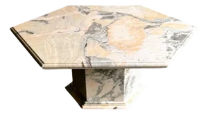 Vintage Hexagonal Pink and Gray Marble Coffee Table, 1980s