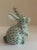 Traditional Andrea by Sadek Green & White Herend Style Porcelain Bunny Figurine For Sale - Image 3 of 7