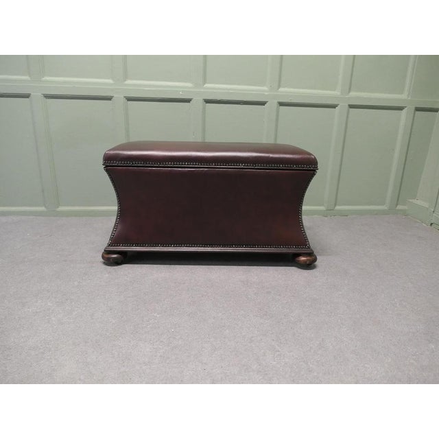 Animal Skin Large Regency Waisted Leather Ottoman For Sale - Image 7 of 8