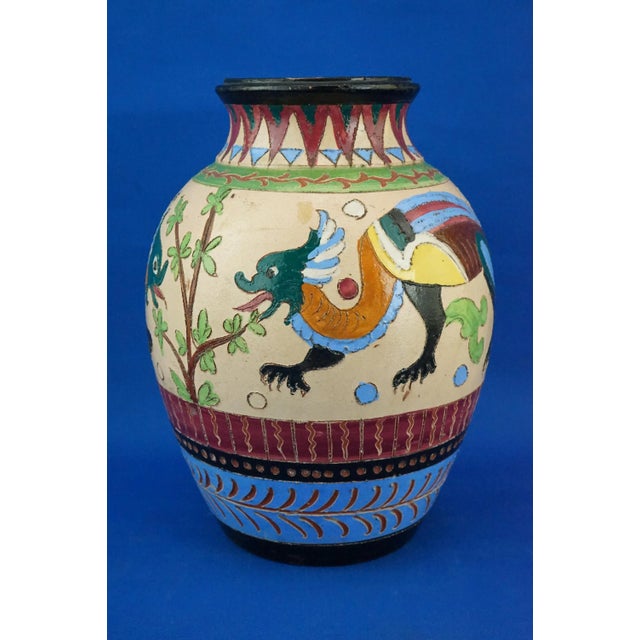 Mid-Century Modern Vintage Ceramic Vase with Dragons from Dante Milanis Factory, 1940s For Sale - Image 3 of 18