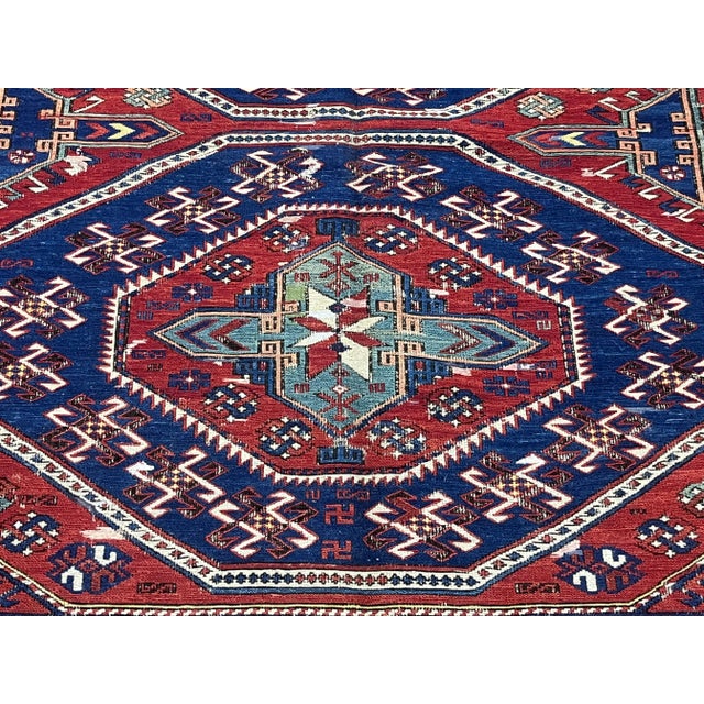 Late 19th Century Fine Antique Caucasian Sumak Rug 6’10” X 9’5” For Sale - Image 5 of 8