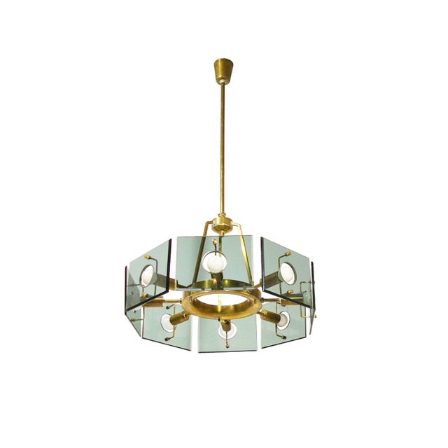 Pendant Light in Brass and Smoked Glass by Gino Paroldo for Dino Dei, 1960s For Sale - Image 11 of 11