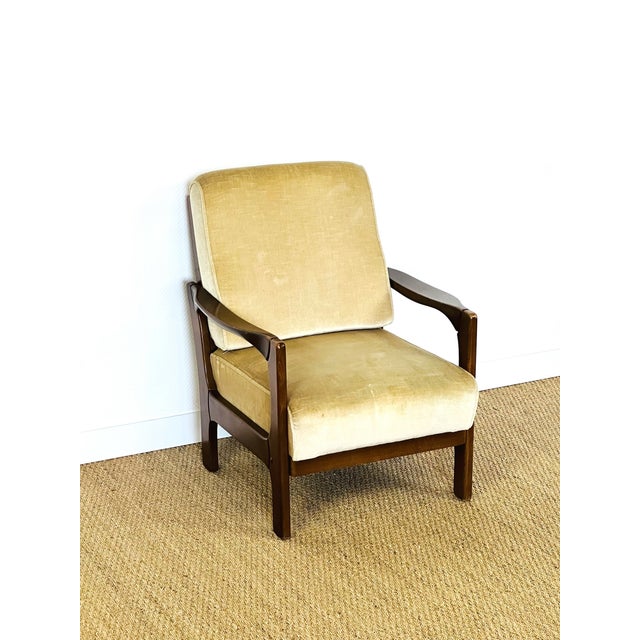 Vintage Scandinavian Velvet Convertible Sofa and Armchair, 1960s, Set of 2 For Sale - Image 18 of 18