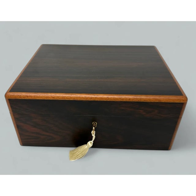 Modern Mahogany Wood Vintage Handmade Jewelry Casket Box Manning of Ireland Irish New For Sale - Image 3 of 10