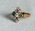 Vintage Victorian Revival 925 Sterling Silver Gold Vermeil Green Gemstone Marquise Cluster Ring, Size 7.5 For Sale - Image 4 of 8