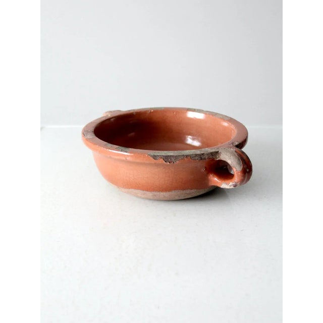 Antique Pottery Bowl With Handles For Sale - Image 4 of 11