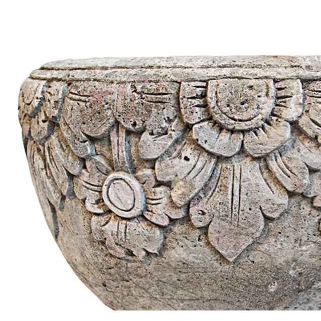 Boho Chic Vintage Stone Carved Planter Pot For Sale - Image 3 of 4
