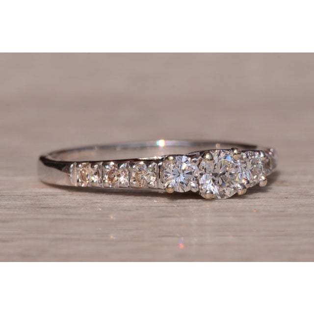 Metal The Stars Road: Justin Ashley Signed White Gold Three Diamond Ring For Sale - Image 7 of 10