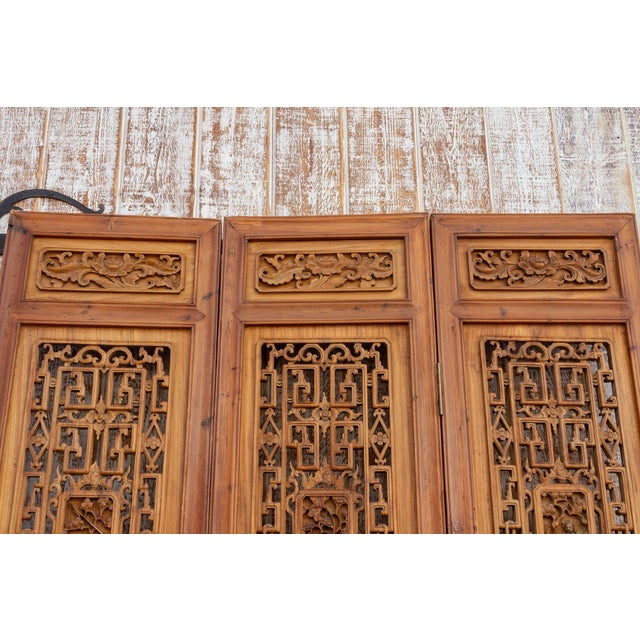 Wood Shanxi Carved Cedar Screen, Set of 3 For Sale - Image 7 of 10