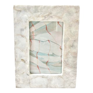 Vintage Capiz Shell Picture Frame – Iridescent Coastal Decor Hollywood Regency Style For Sale