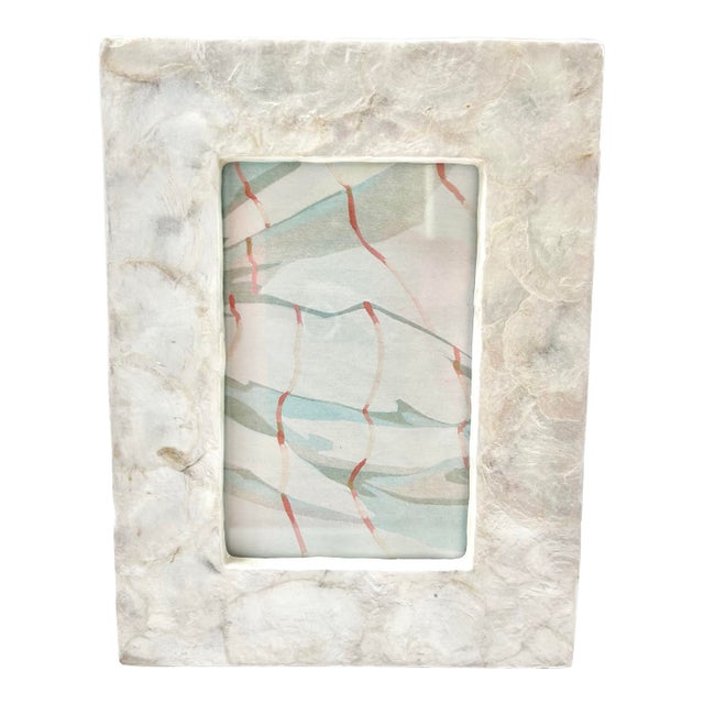 Vintage Capiz Shell Picture Frame – Iridescent Coastal Decor Hollywood Regency Style For Sale
