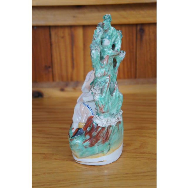 Ceramic Antique Staffordshire Romeo & Juliet Lovers in the Garden Figurine For Sale - Image 7 of 11