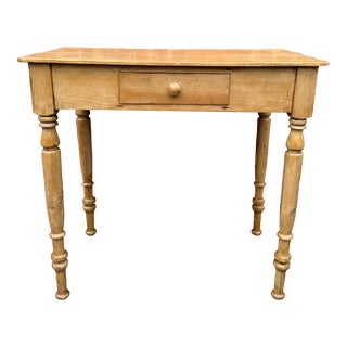 English Pine Side Table W/ Drawer For Sale